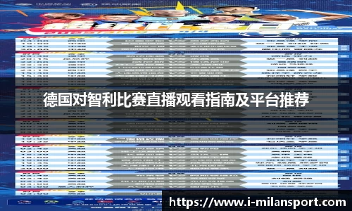 德国对智利比赛直播观看指南及平台推荐